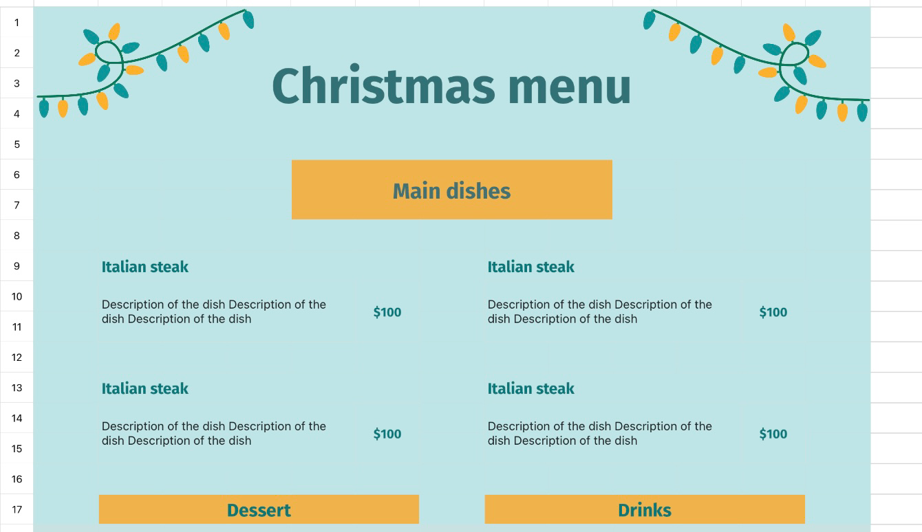 Christmas menu